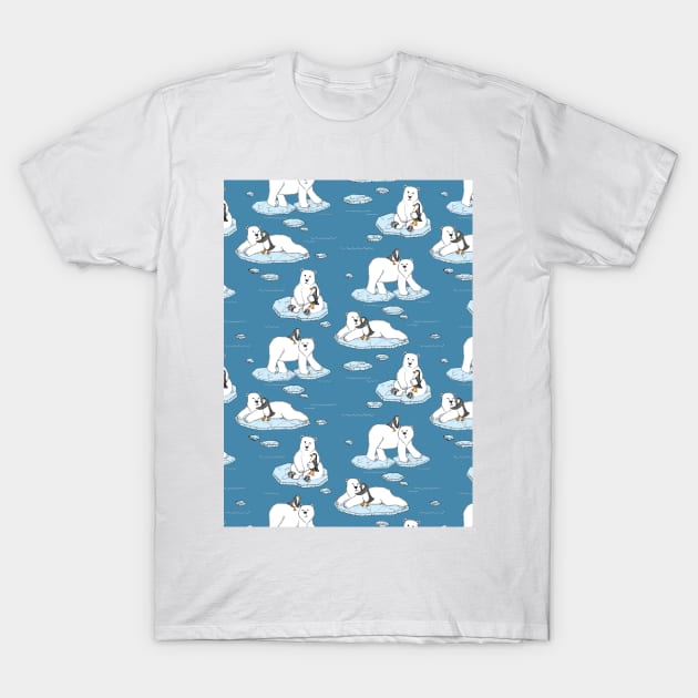 Polar Bear Loves Penguin T-Shirt by micklyn